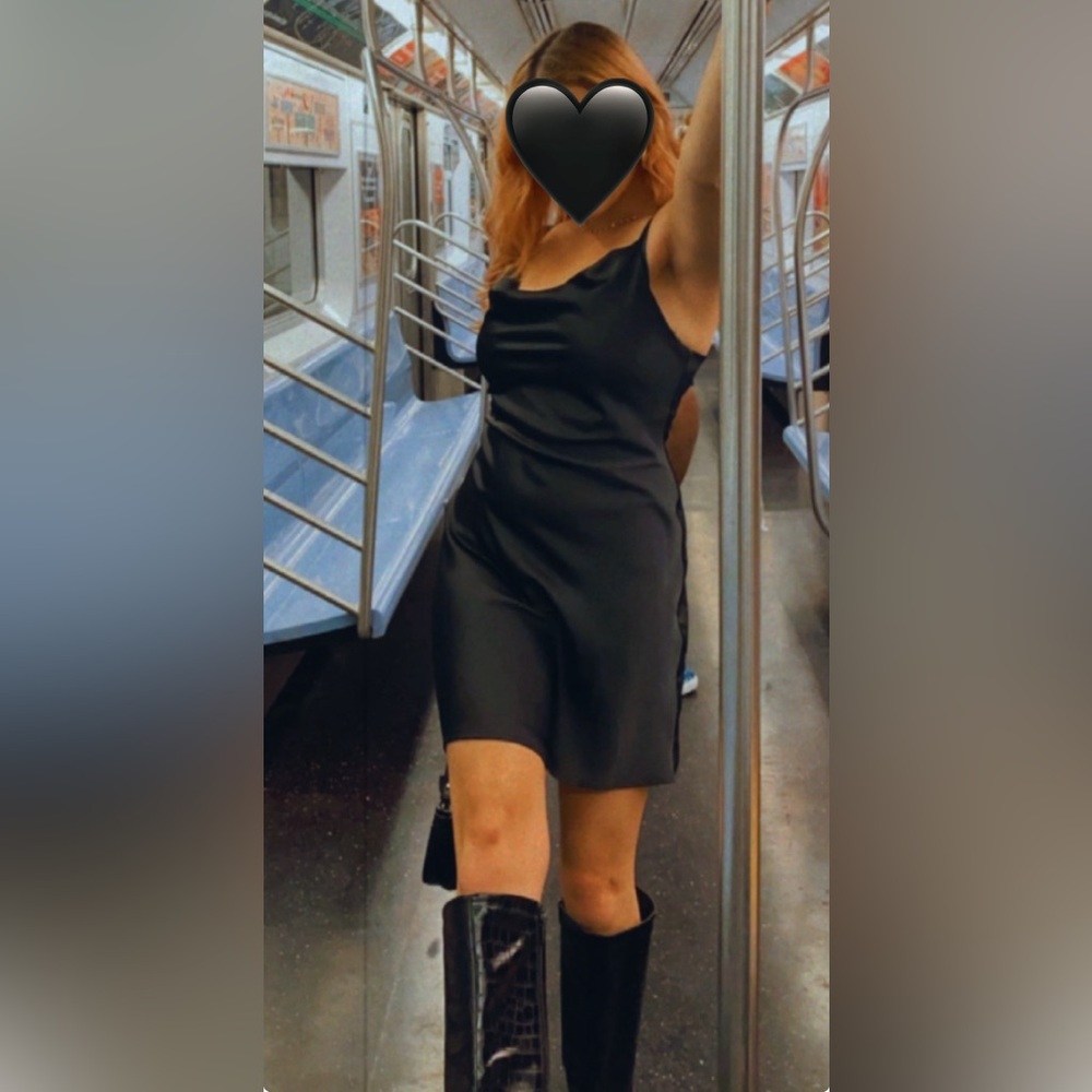 Black Cowl Neck Mini Slip Dress